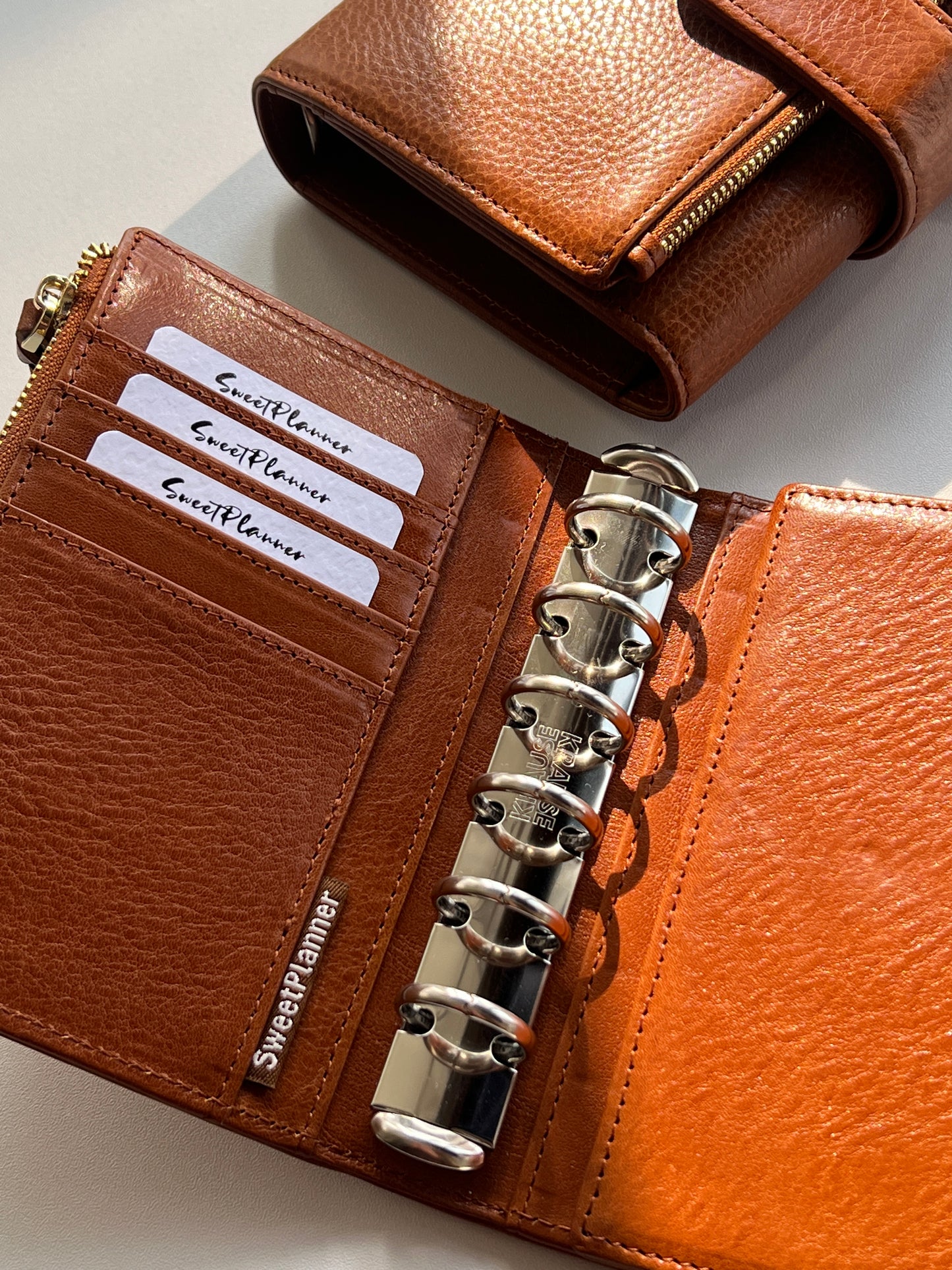 Energy Fold - Genuine Leather Cover - Trifold Pocket Ring Binder - READY TO SHIP