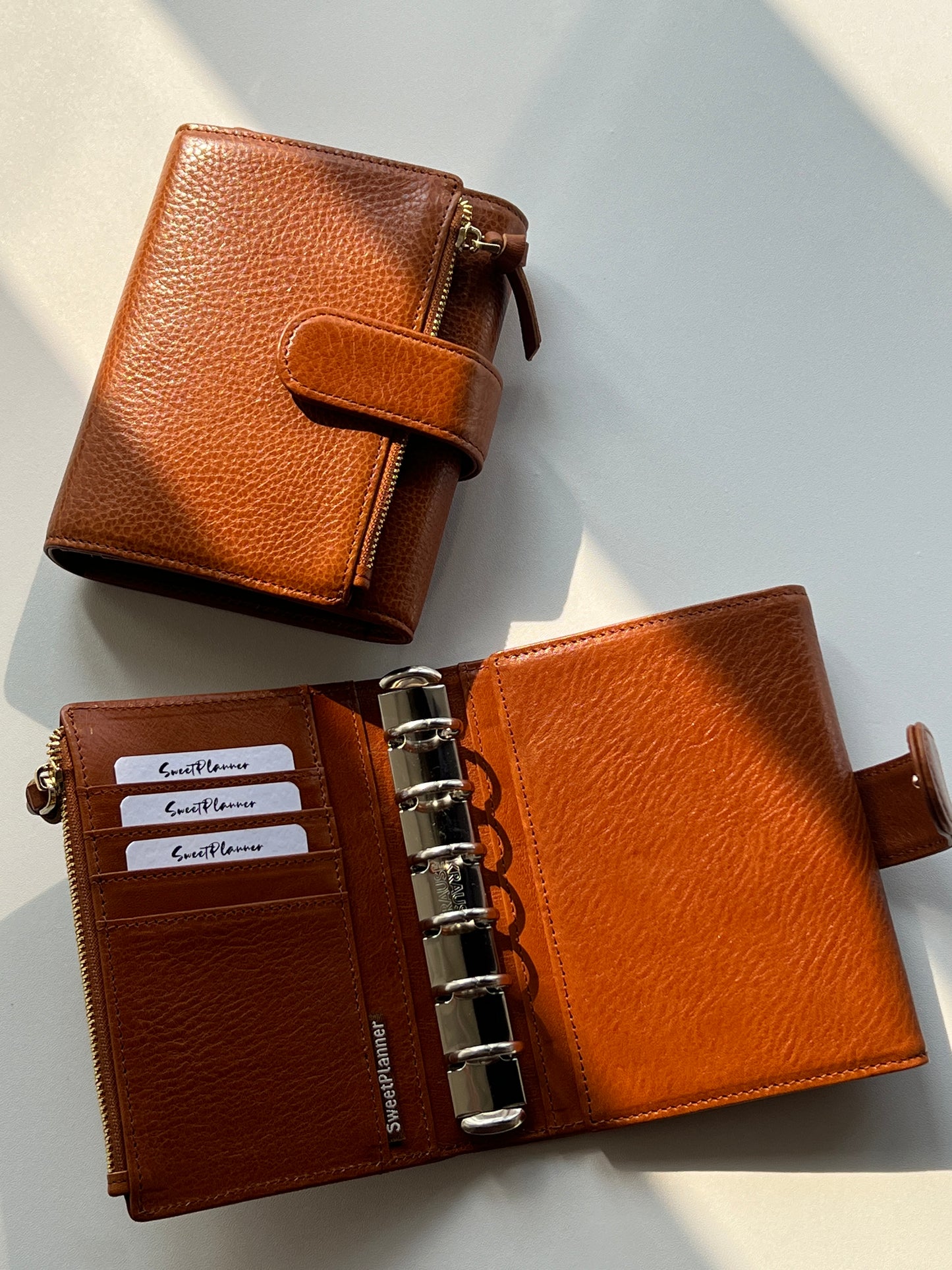 Energy Fold - Genuine Leather Cover - Trifold Pocket Ring Binder - READY TO SHIP