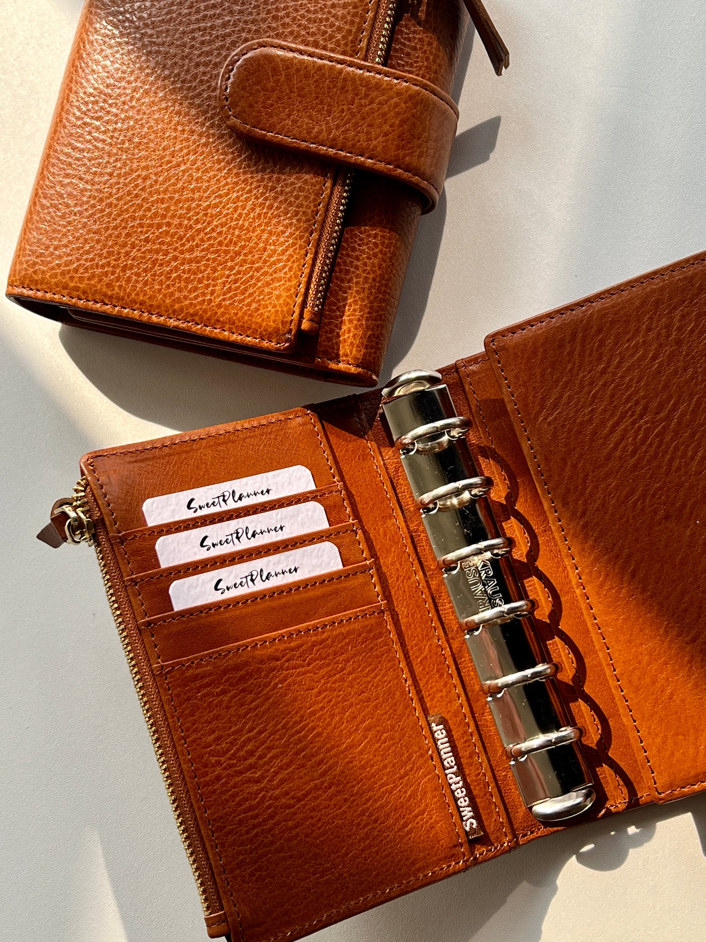 Energy Fold - Genuine Leather Cover - Trifold Pocket Ring Binder - READY TO SHIP