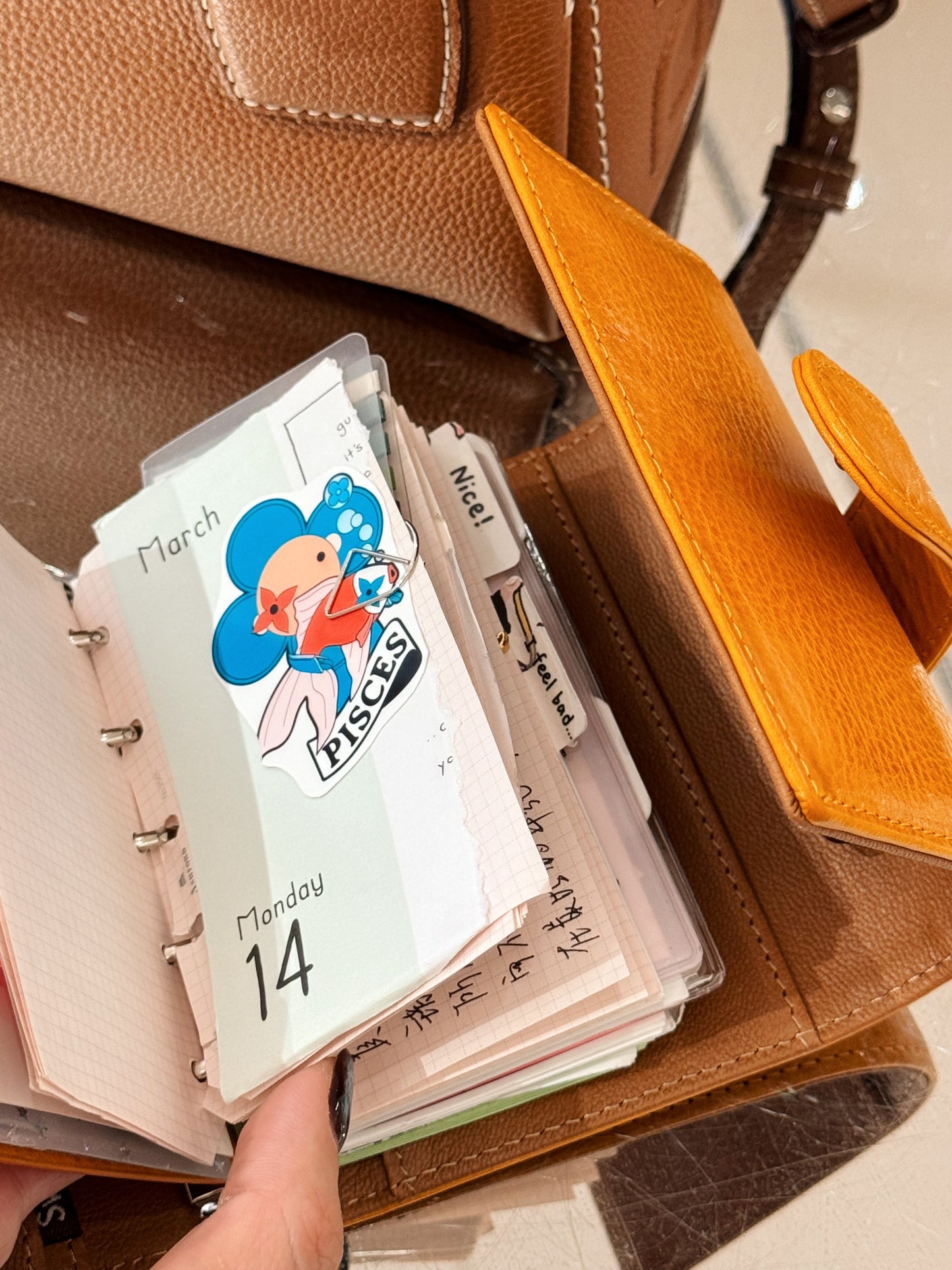 Energy Fold - Genuine Leather Cover - Trifold Mini Ring Binder - READY TO SHIP