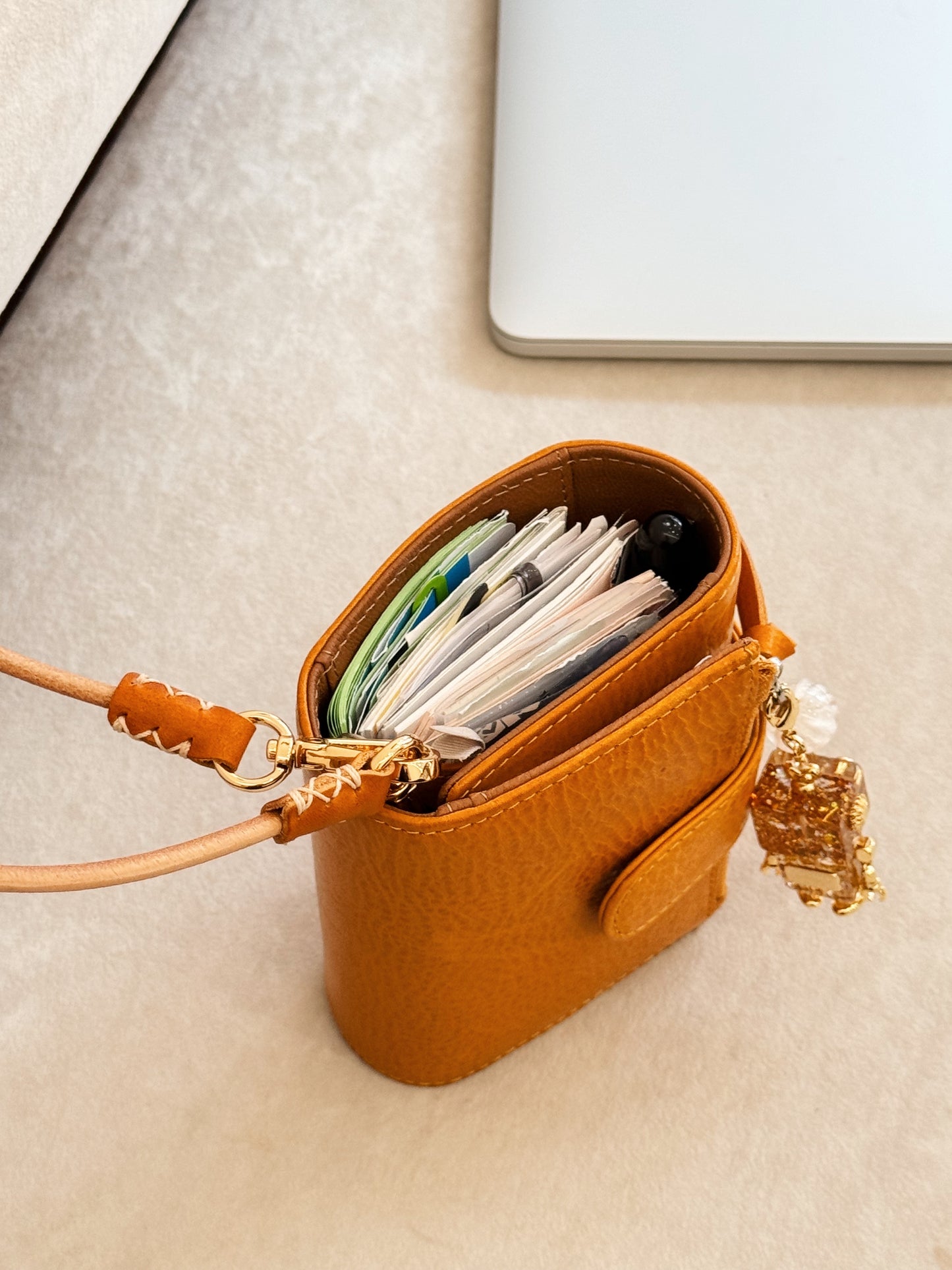 Energy Fold - Genuine Leather Cover - Trifold Mini Ring Binder - READY TO SHIP