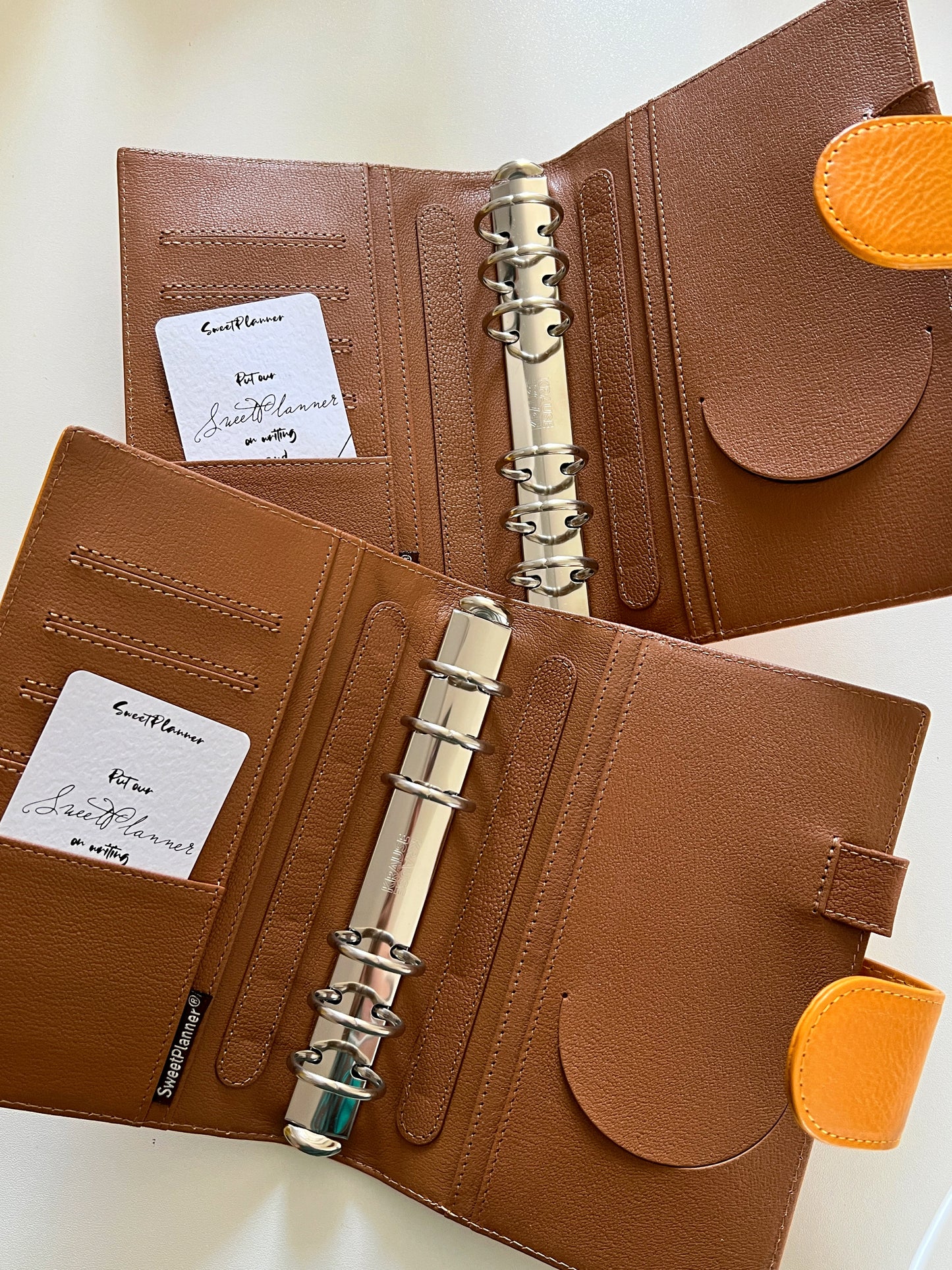 Yellow Mbox Lux leather - Bifold Ring Binder - READY TO SHIP