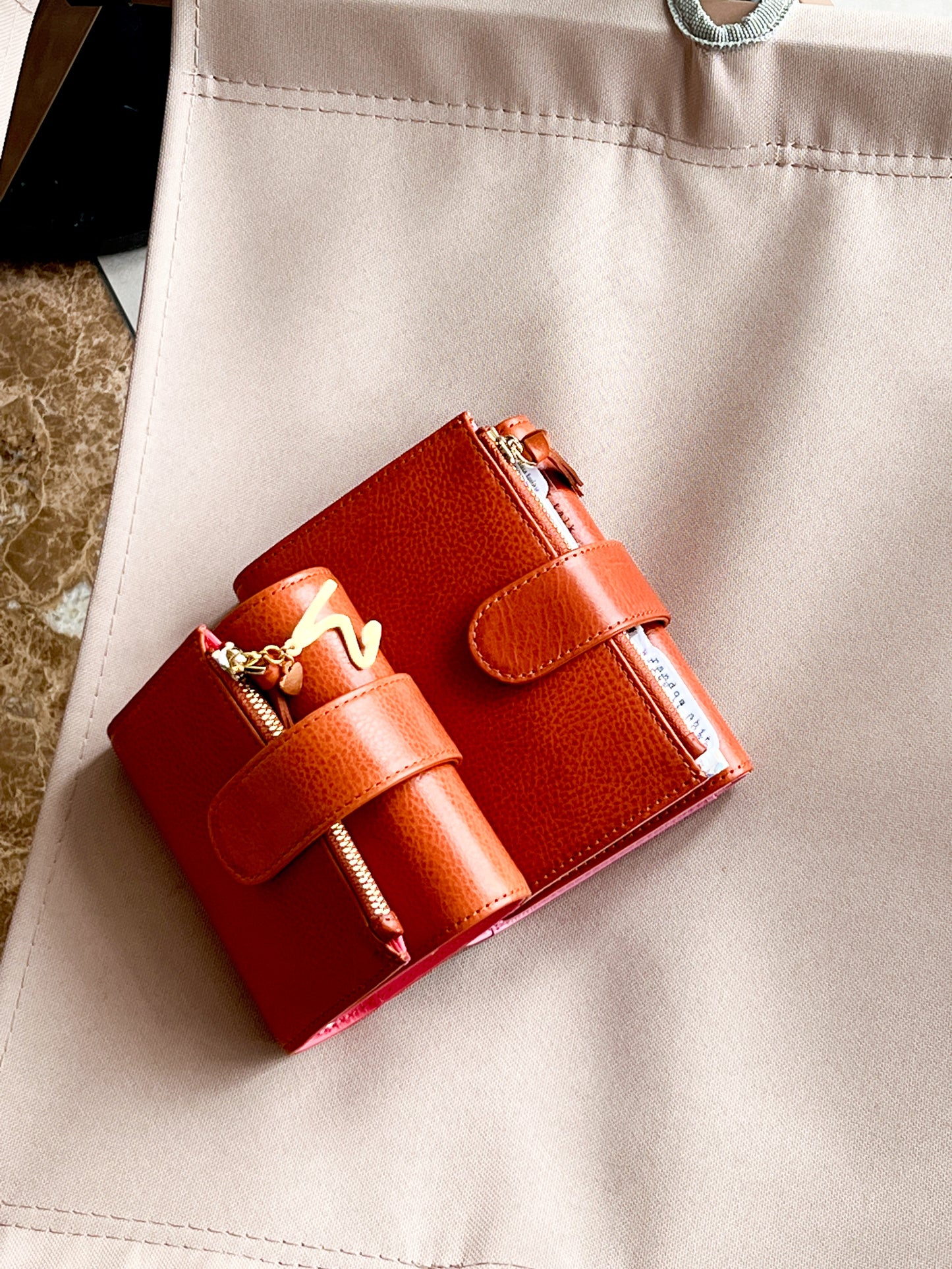 Energy Fold - Genuine Leather Cover - Trifold Mini Ring Binder - READY TO SHIP