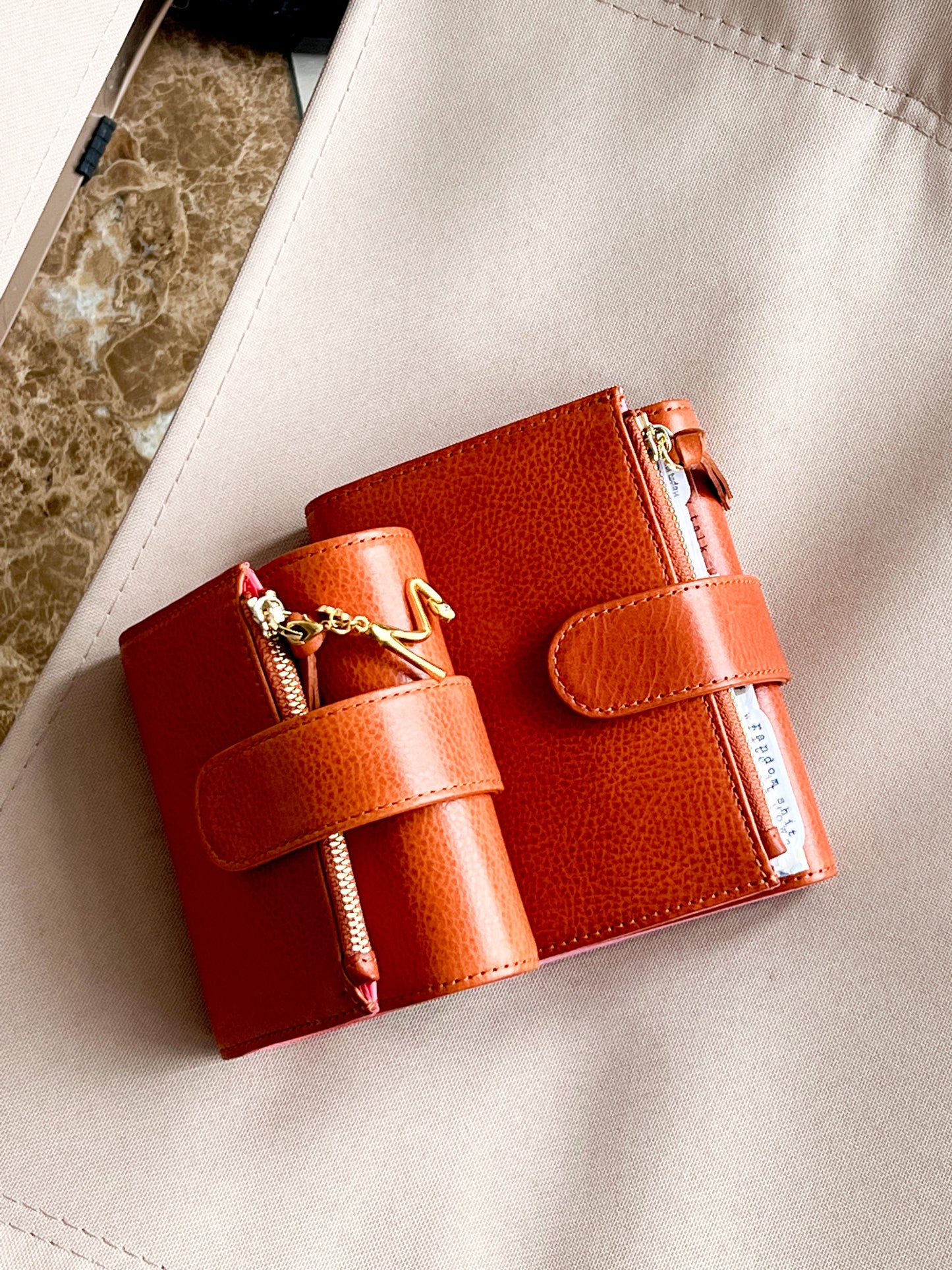 Energy Fold - Genuine Leather Cover - Trifold Mini Ring Binder - READY TO SHIP