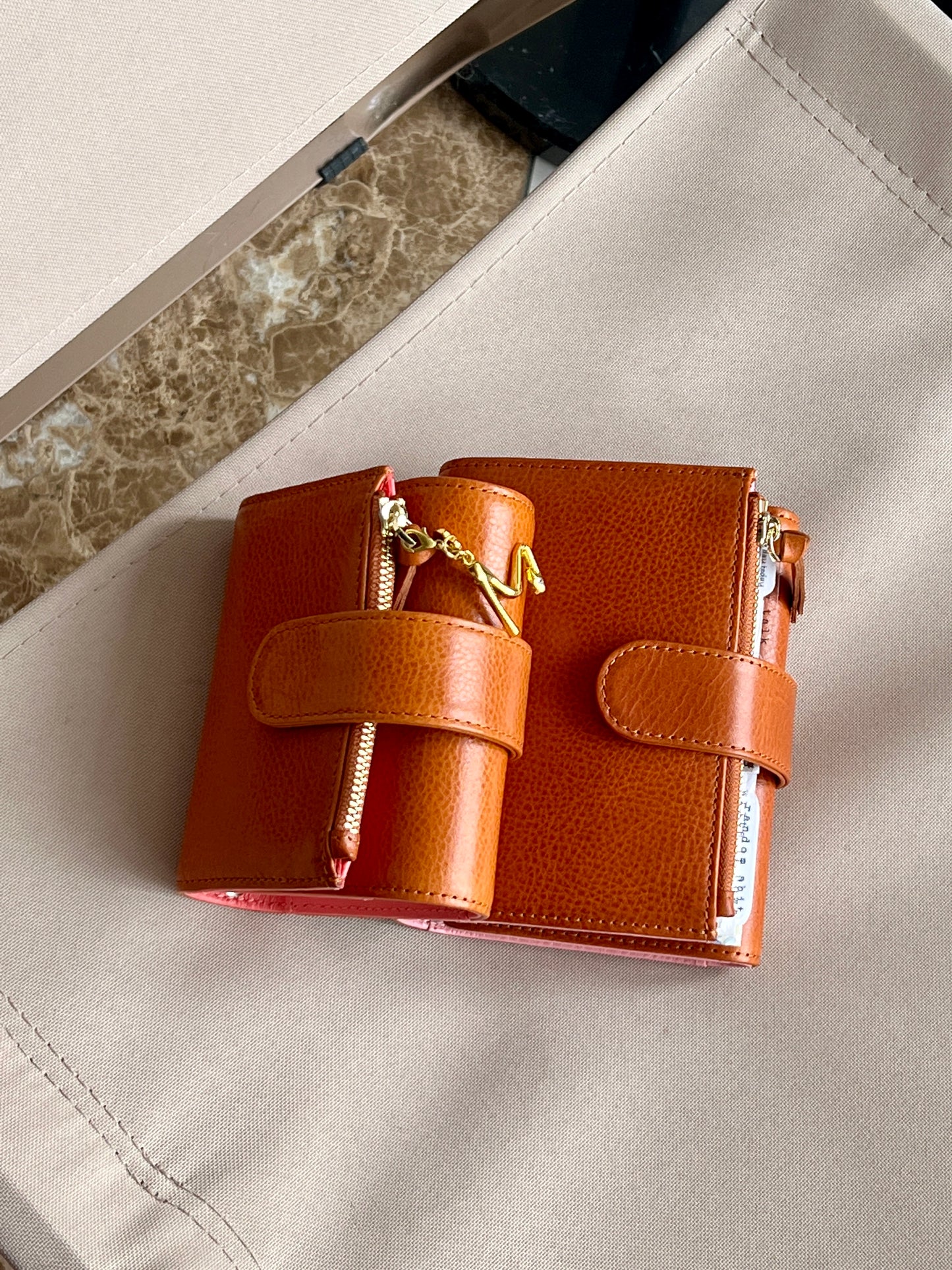 Energy Fold - Genuine Leather Cover - Trifold Mini Ring Binder - READY TO SHIP