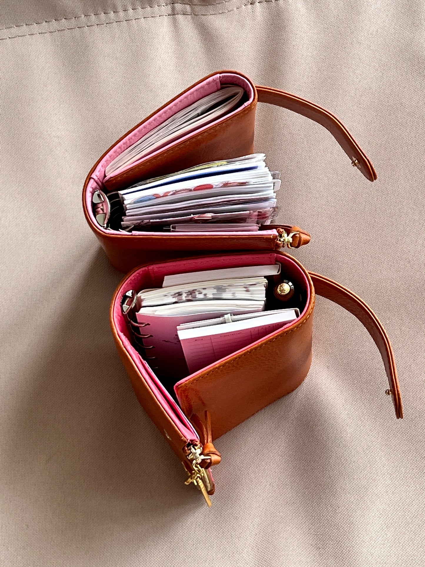 Energy Fold - Genuine Leather Cover - Trifold Mini Ring Binder - READY TO SHIP