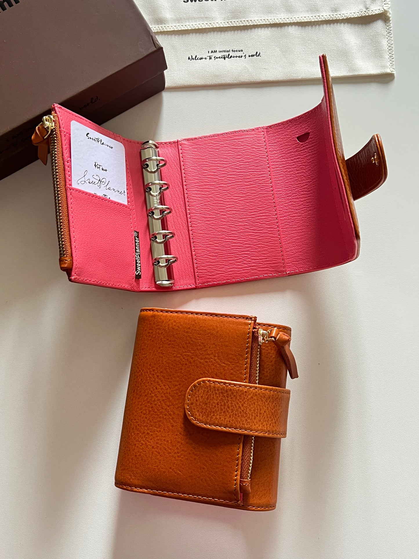Energy Fold - Genuine Leather Cover - Trifold Mini Ring Binder - READY TO SHIP