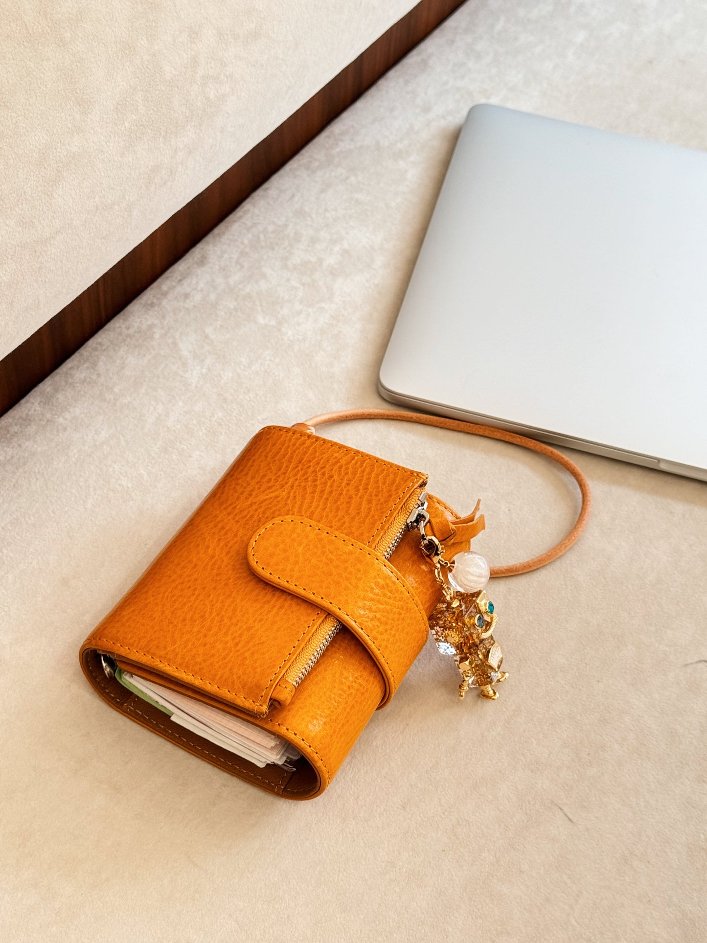 Energy Fold - Genuine Leather Cover - Trifold Mini Ring Binder - READY TO SHIP