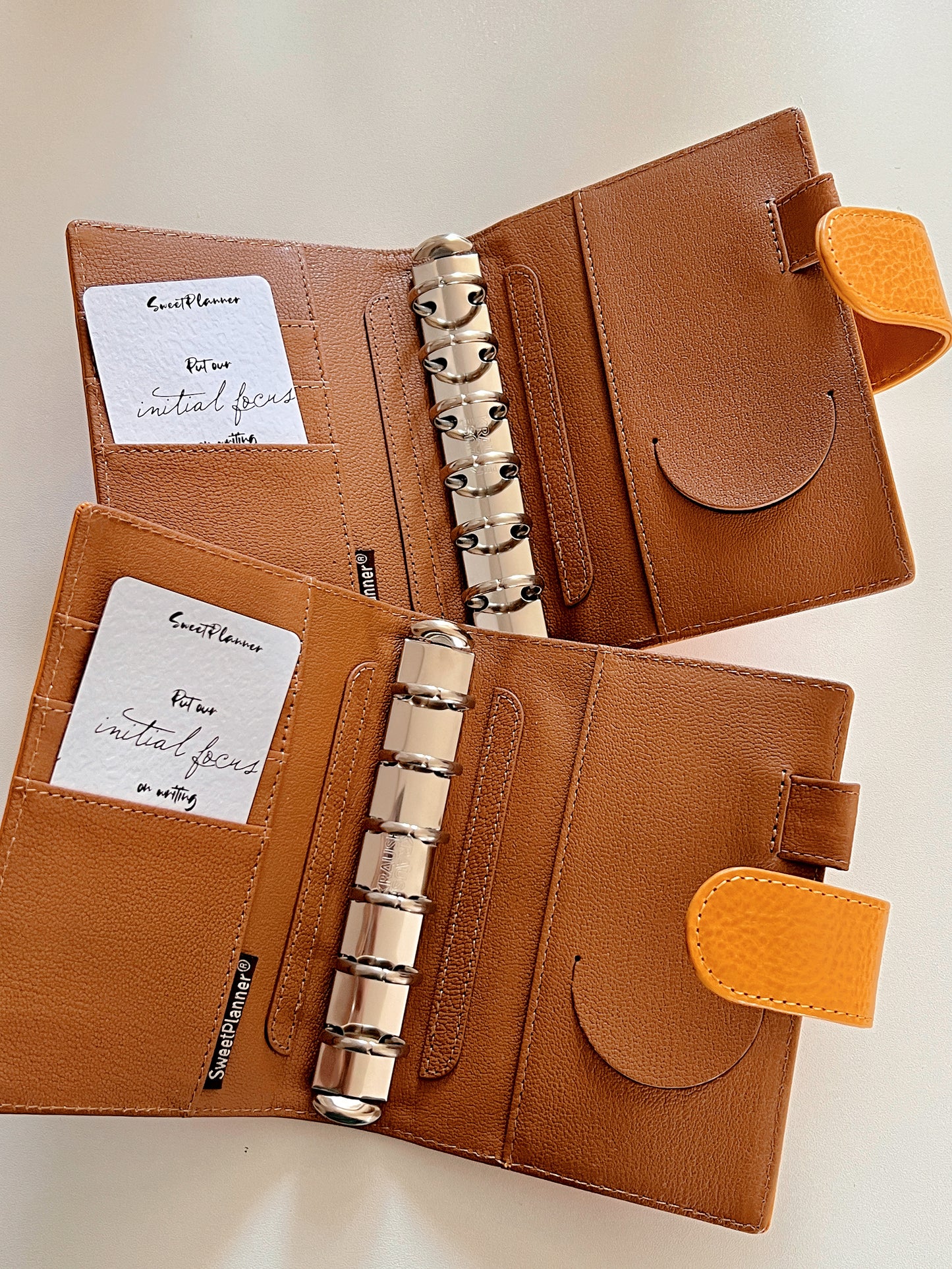 Yellow Mbox Lux leather - Bifold Ring Binder - READY TO SHIP