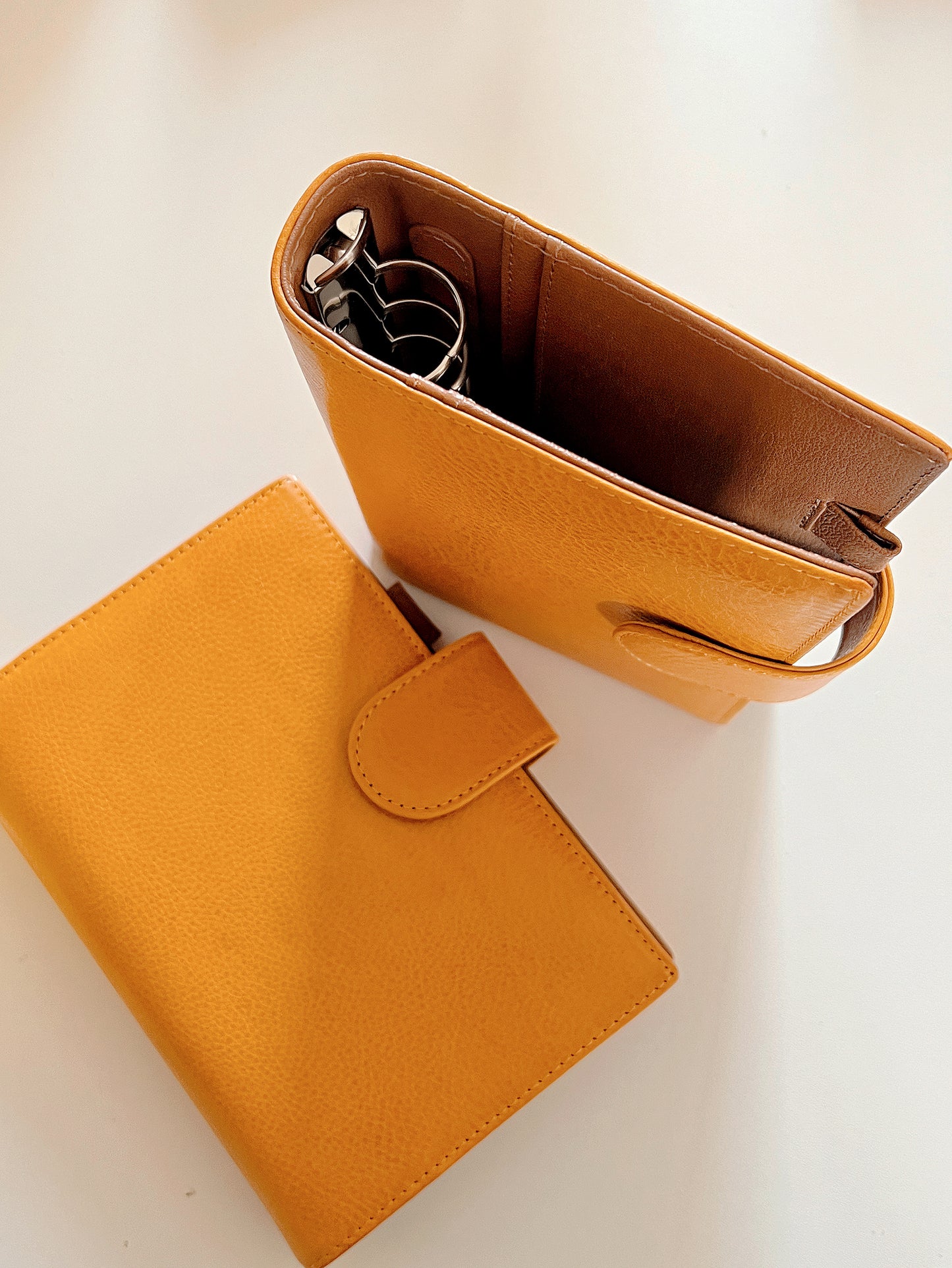 Yellow Mbox Lux leather - Bifold Ring Binder - READY TO SHIP