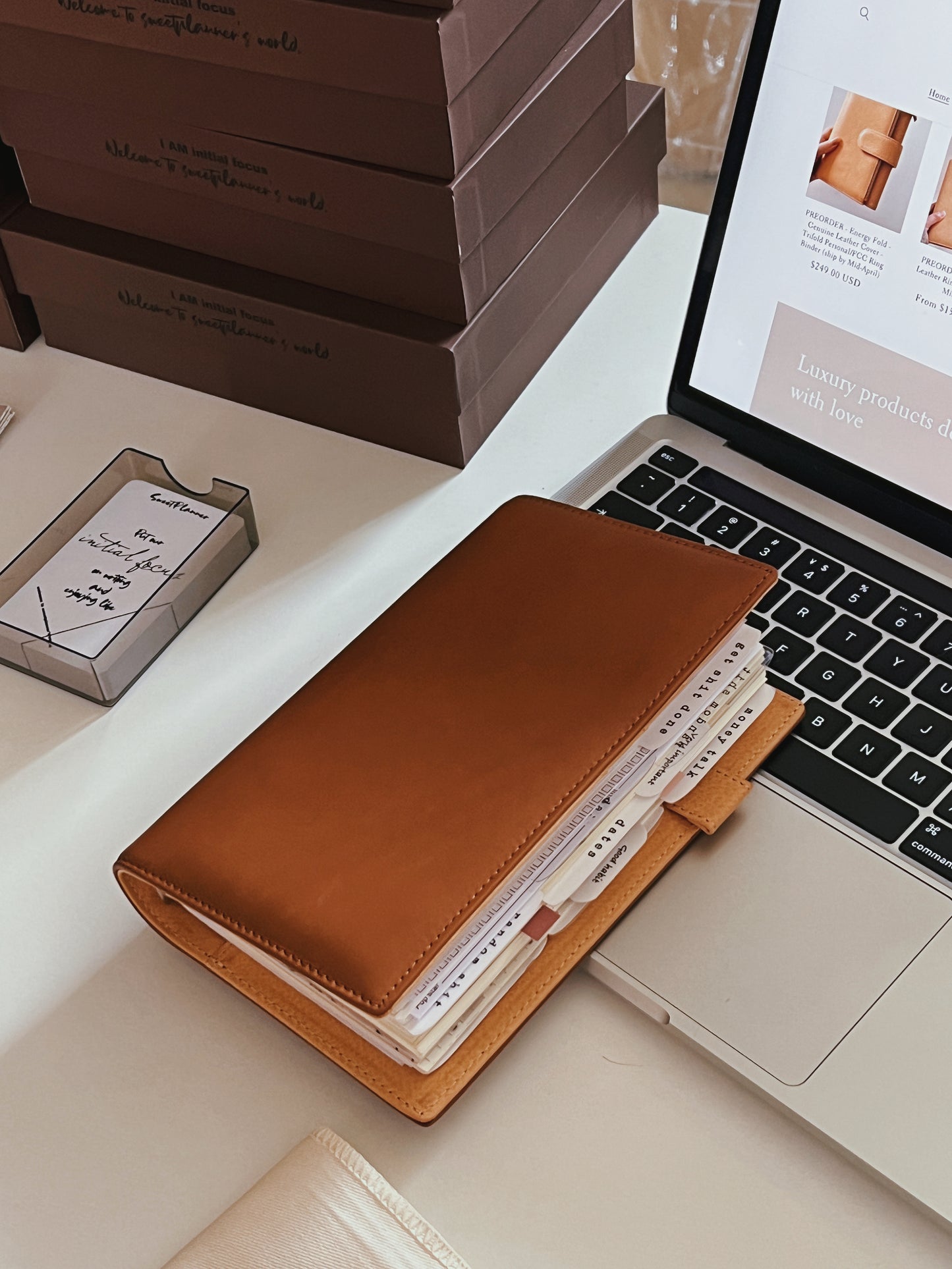 Barenia Brown Leather Ring Binder - READY TO SHIP