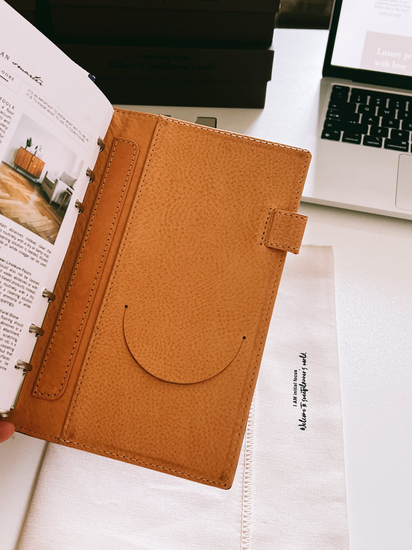 Barenia Brown Leather Ring Binder - READY TO SHIP