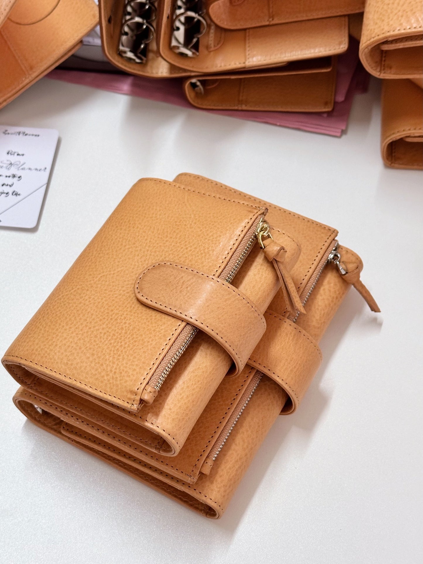 PREORDER (ship by mid-Sept) - Energy Fold - Genuine Leather Cover - Trifold Pocket Ring Binder