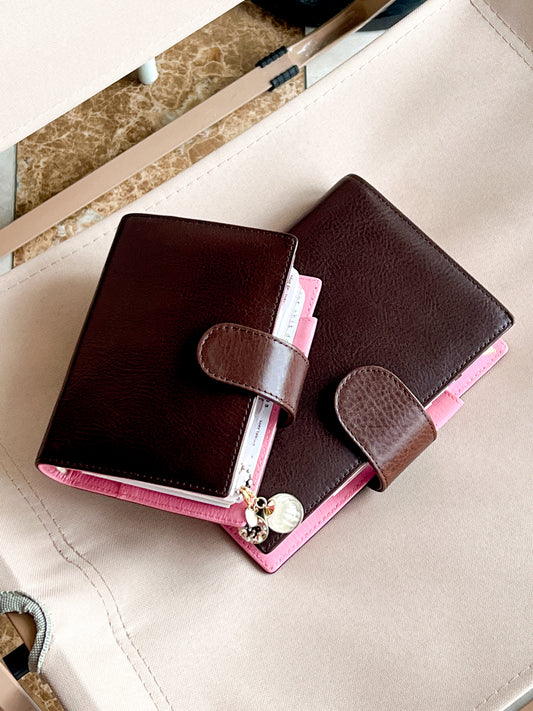 PREORDER (Ship by mid-Sept) - The Birth - Bifold Ring Binder - Chestnut x Sakura pink