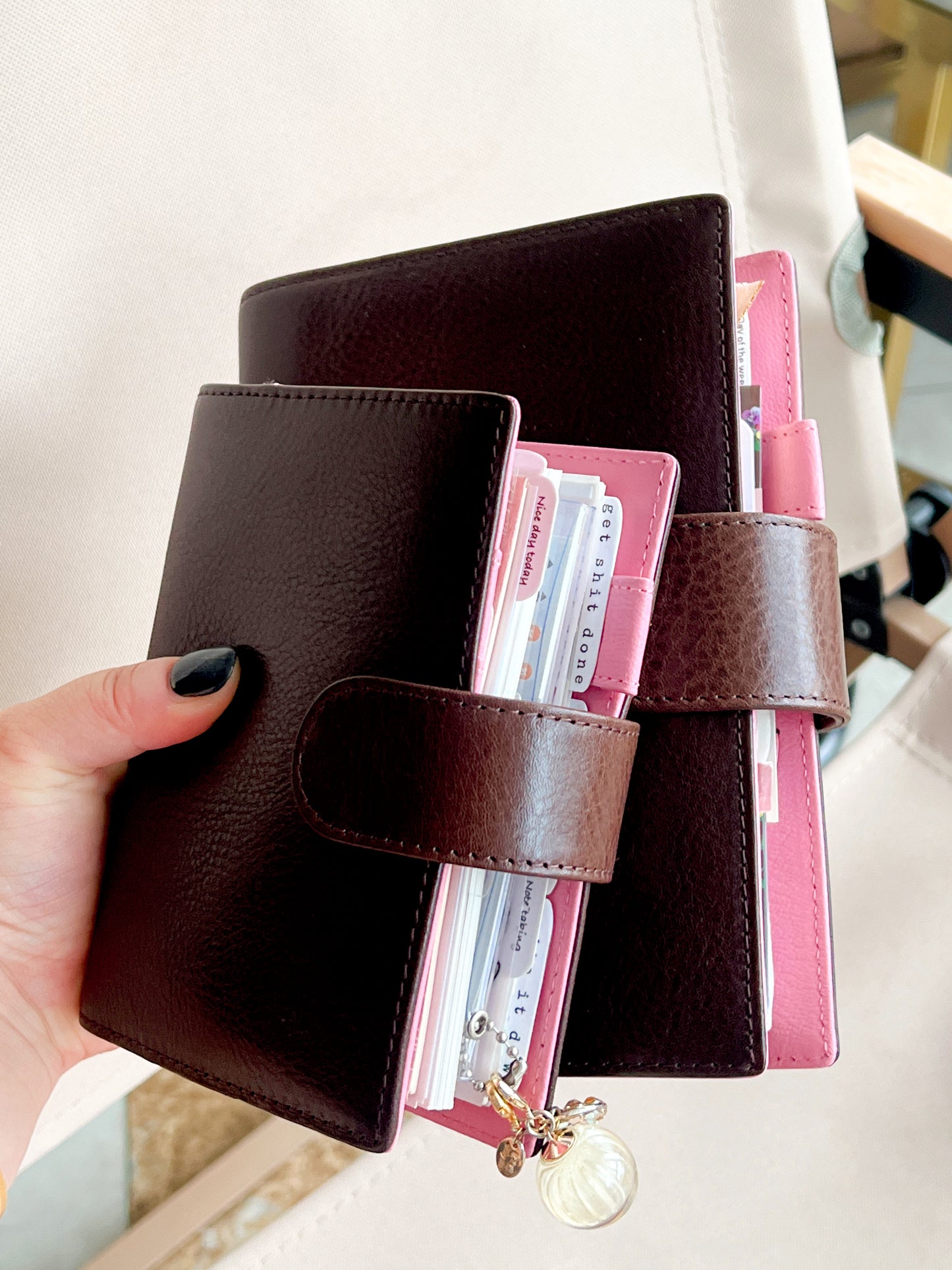 PREORDER (Ship by mid-Sept) - The Birth - Bifold Ring Binder - Chestnut x Sakura pink